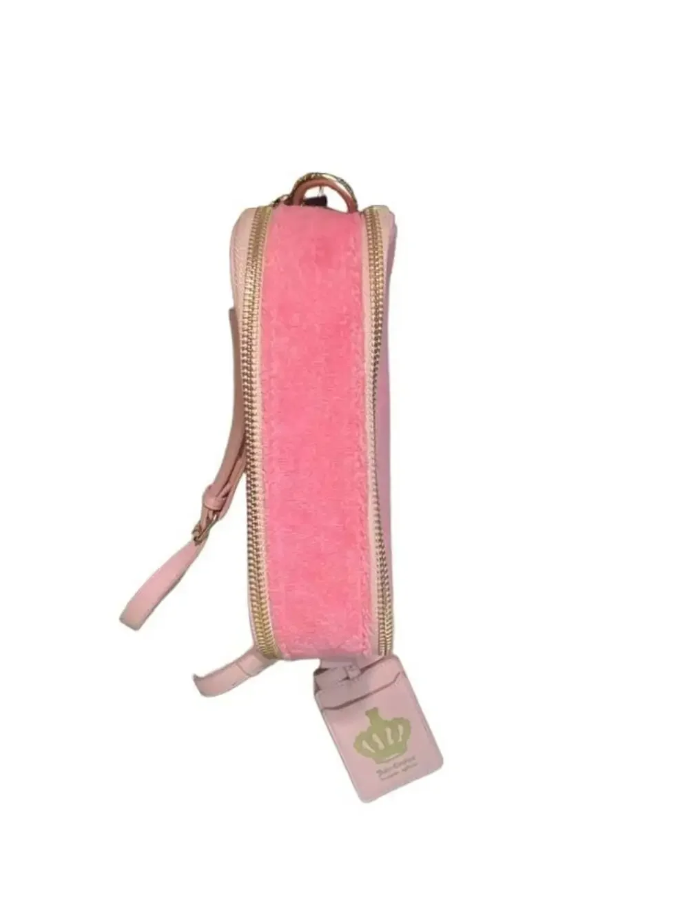Juicy Couture Lovers Club Camera Crossbody Pink Velour Purse with Card Holder